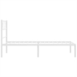 vidaXL Powder-Coated Steel Single Metal Bed Frame in White
