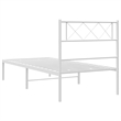 vidaXL Powder-Coated Steel Single Metal Bed Frame in White