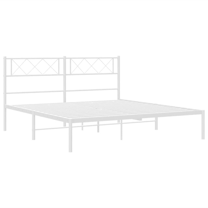 vidaXL Powder-Coated Steel King Size Bed Frame in White