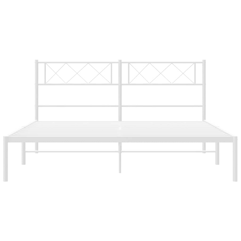 vidaXL Powder-Coated Steel King Size Bed Frame in White