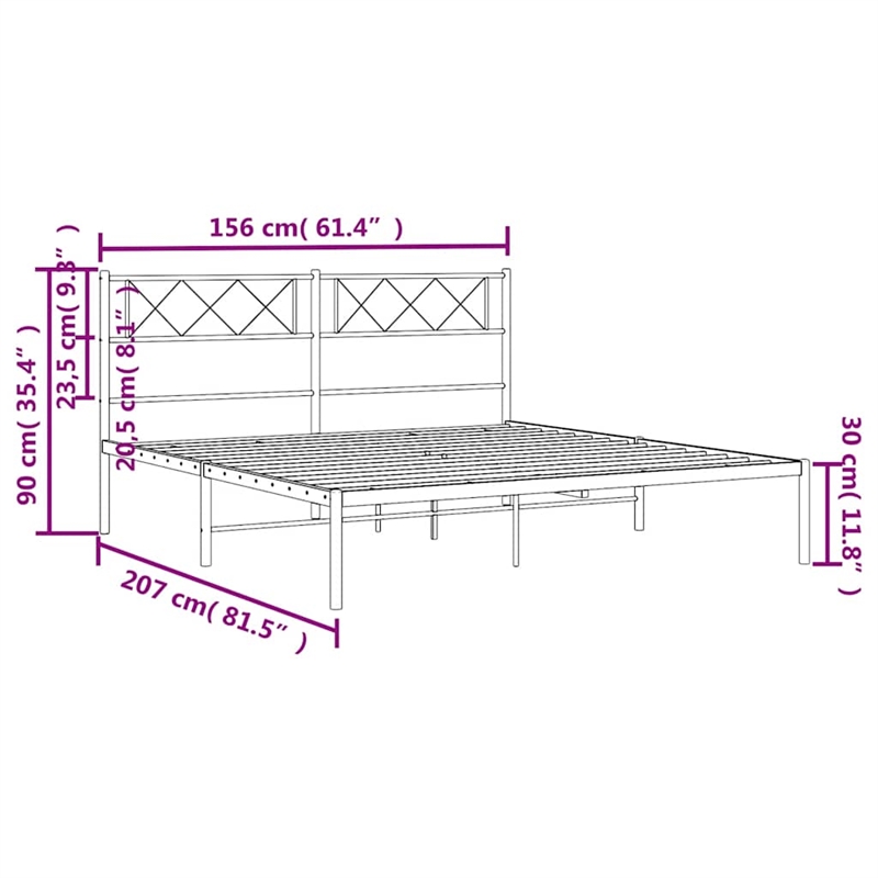 vidaXL Powder-Coated Steel King Size Bed Frame in White