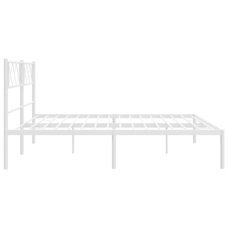 vidaXL 72 x 82.9 Black Powder-Coated Stee Bed Frame in White