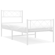 vidaXL Rectangular Powder-Coated Steel Twin Bed Frame in White