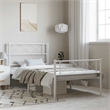 vidaXL Rectangular Powder-Coated Steel Twin Bed Frame in White