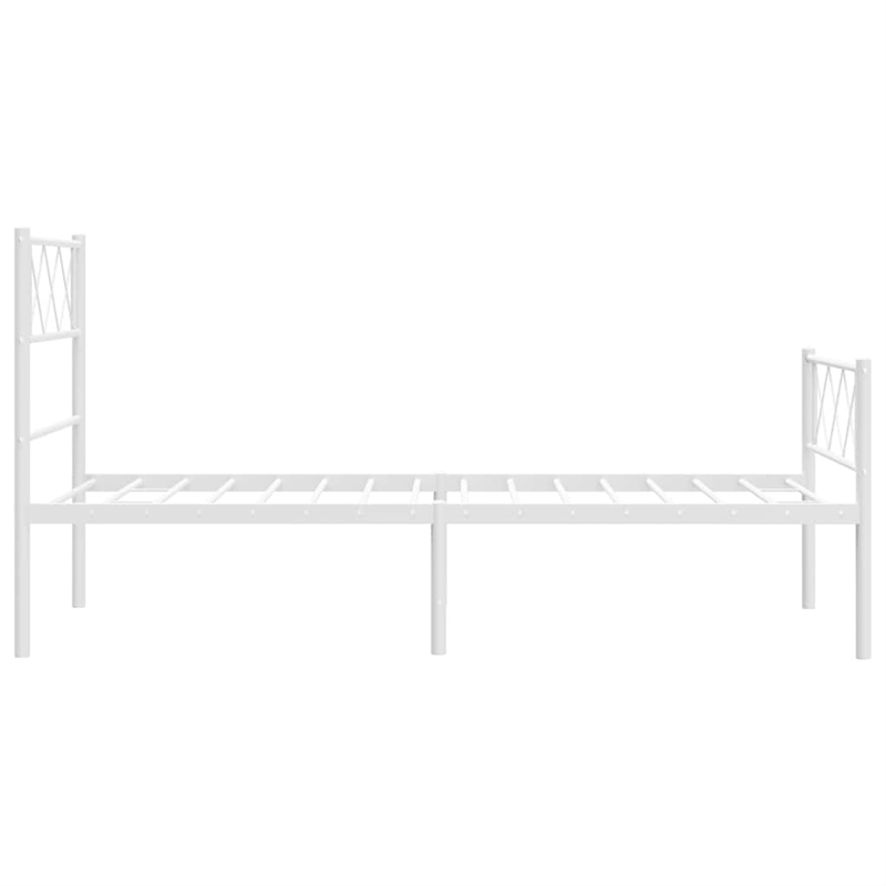 vidaXL Rectangular Powder-Coated Steel Twin Bed Frame in White
