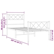 vidaXL Rectangular Powder-Coated Steel Twin Bed Frame in White