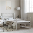 vidaXL Rectangular Powder-Coated Steel Twin Bed Frame in White