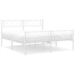 vidaXL Rectangular Powder-Coated Steel Full Bed Frame in White