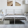vidaXL Rectangular Powder-Coated Steel Full Bed Frame in White