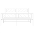 vidaXL Rectangular Powder-Coated Steel Full Bed Frame in White