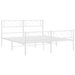 vidaXL Rectangular Powder-Coated Steel Full Bed Frame in White