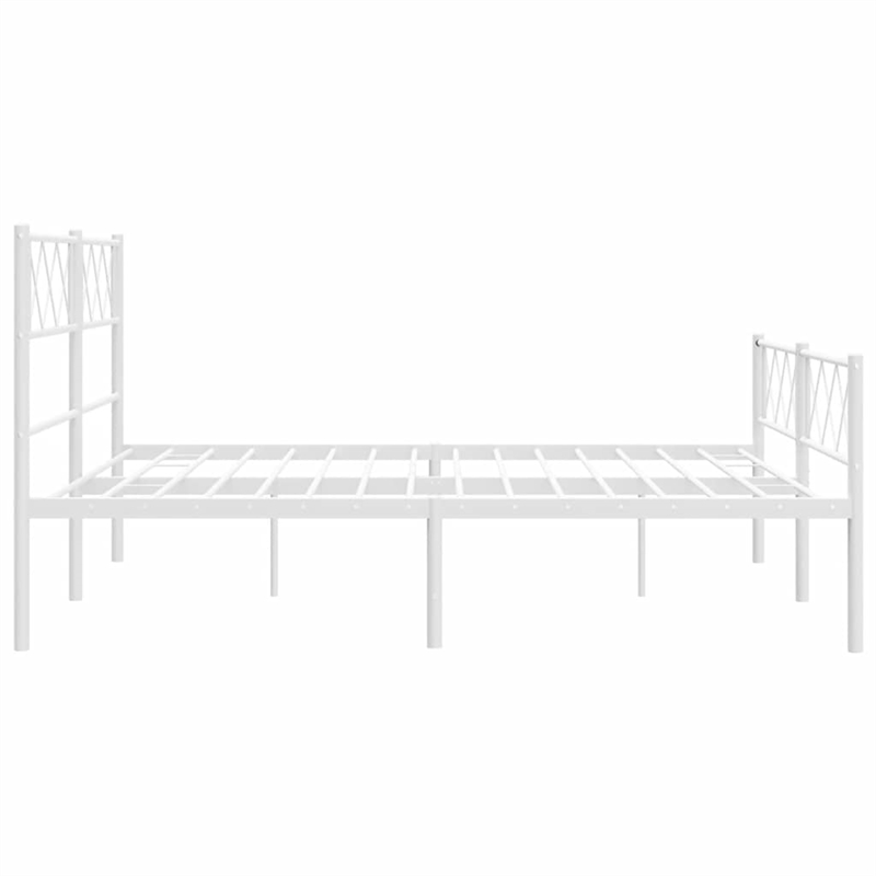 vidaXL Rectangular Powder-Coated Steel Full Bed Frame in White