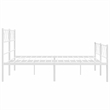 vidaXL Rectangular Powder-Coated Steel Full Bed Frame in White