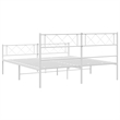 vidaXL Rectangular Powder-Coated Steel Full Bed Frame in White