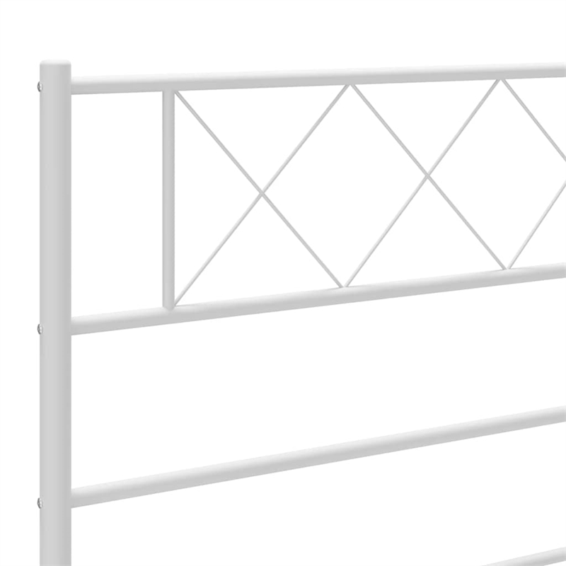 vidaXL Rectangular Powder-Coated Steel Full Bed Frame in White