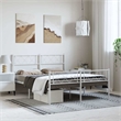 vidaXL Rectangular Powder-Coated Steel Full Bed Frame in White
