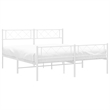 vidaXL Powder-Coated Steel King Size Bed Frame in White