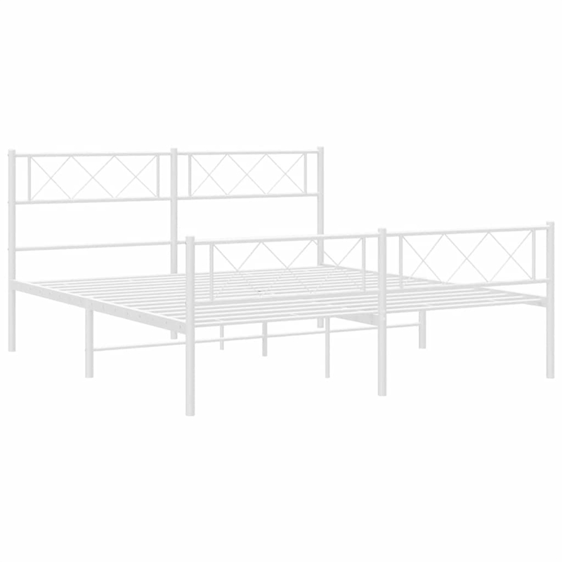 vidaXL Powder-Coated Steel King Size Bed Frame in White