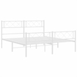 vidaXL Powder-Coated Steel King Size Bed Frame in White