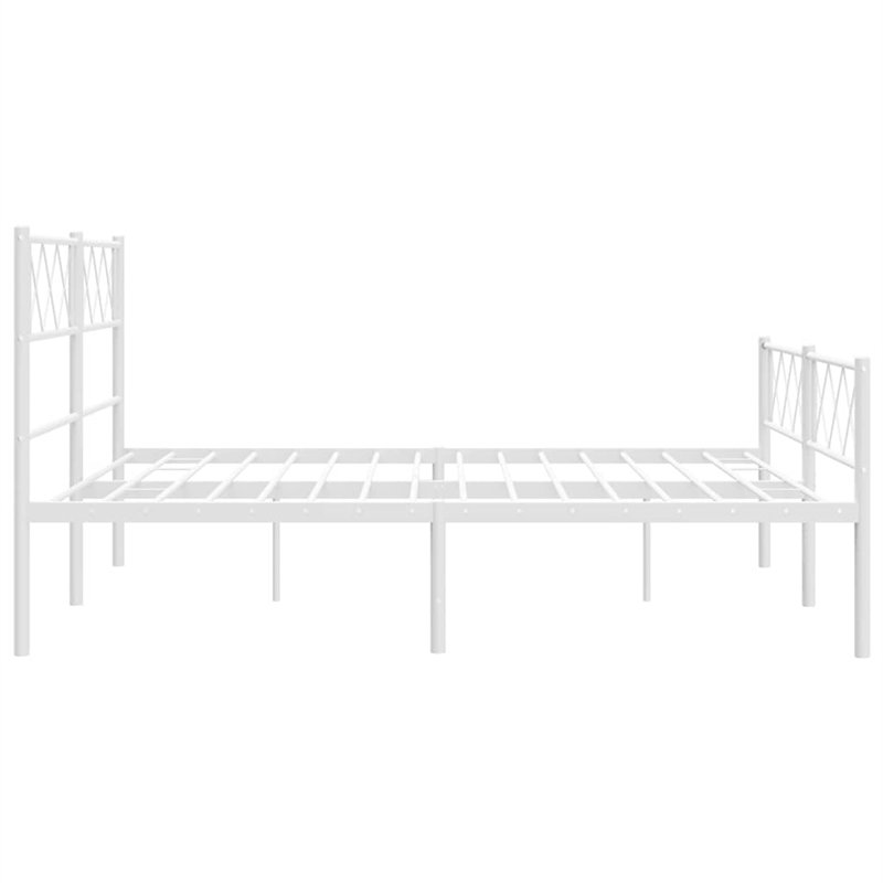 vidaXL Powder-Coated Steel King Size Bed Frame in White