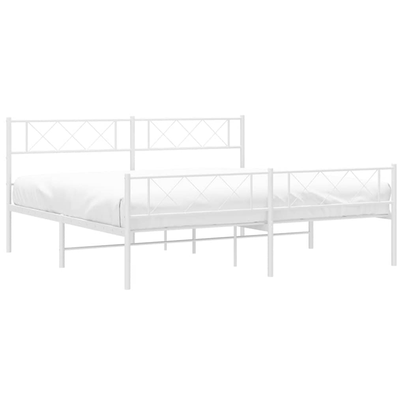 vidaXL 72 x 84 Powder-coated steel Bed Frame in White