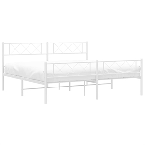 vidaXL 72 x 84 Powder-coated steel Bed Frame in White