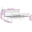 vidaXL 72 x 84 Powder-coated steel Bed Frame in White