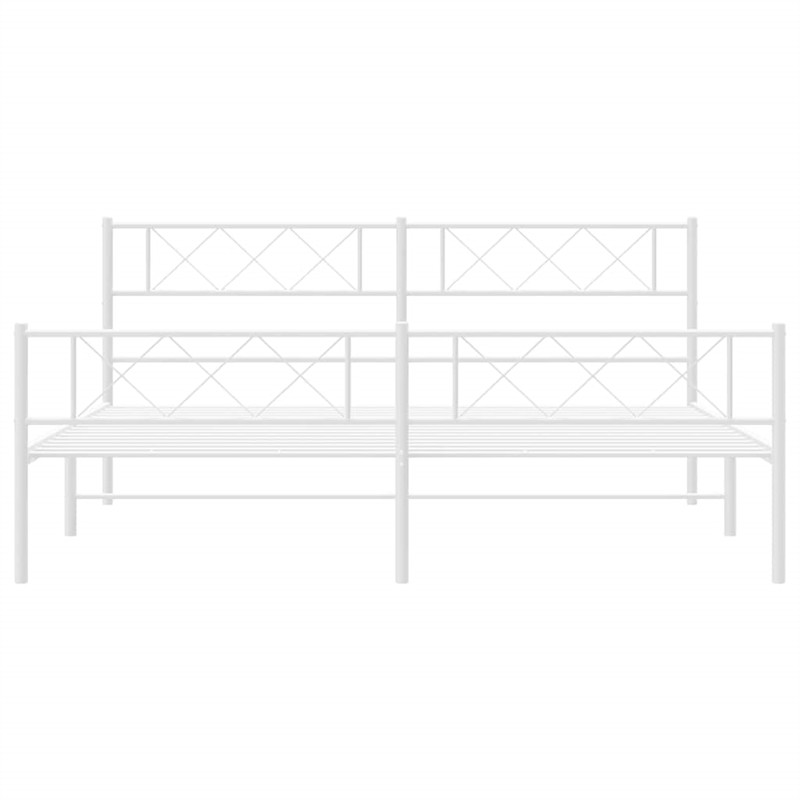 vidaXL 76 x 80 Powder-coated steel Bed Frame in White