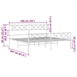 vidaXL 76 x 80 Powder-coated steel Bed Frame in White