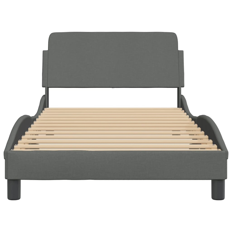 vidaXL Engineered Wood Twin Bed Frame with Headboard in Dark Gray