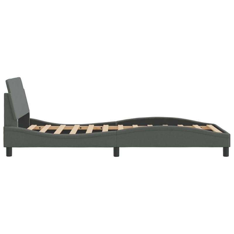 vidaXL Engineered Wood Twin Bed Frame with Headboard in Dark Gray