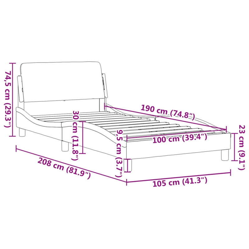 vidaXL Engineered Wood Twin Bed Frame with Headboard in Dark Gray