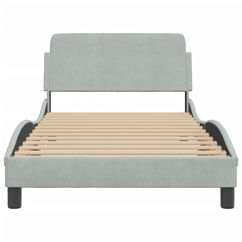 vidaXL Engineered Wood Single Bed Frame in Light Gray