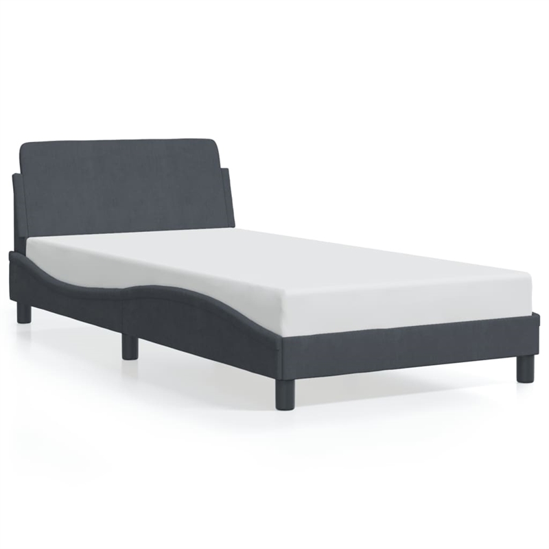 vidaXL Engineered Wood Twin Bed Frame in Dark Gray