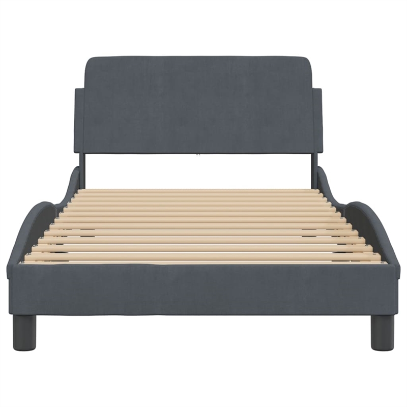 vidaXL Engineered Wood Twin Bed Frame in Dark Gray