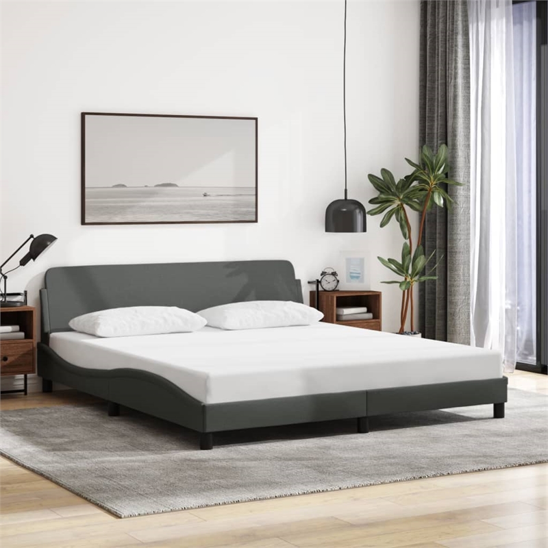 vidaXL Solid Pine Wood Bed Frame in Dark Gray