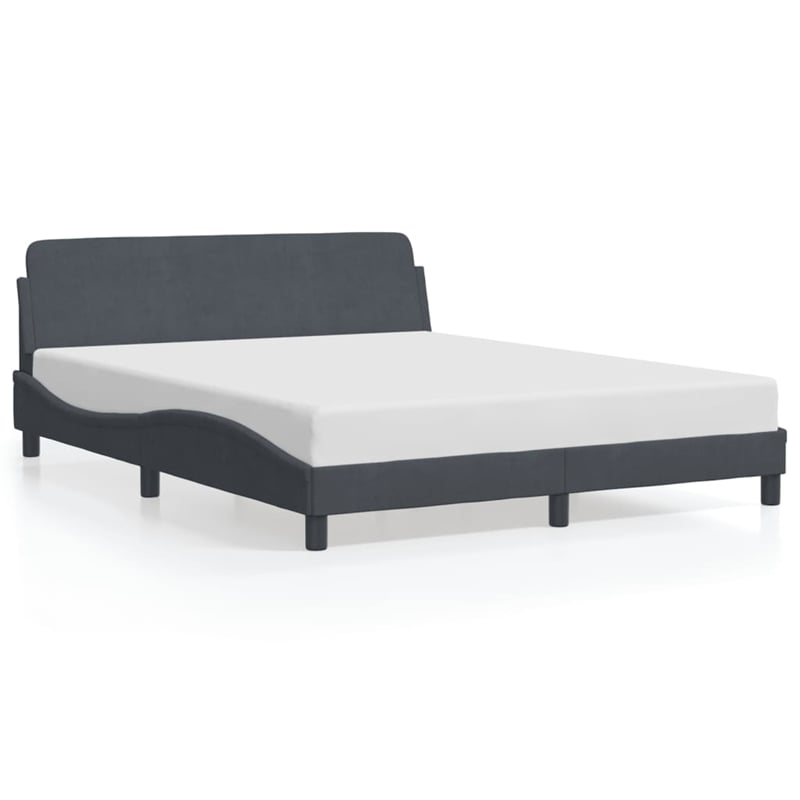 vidaXL Engineered Wood Bed Queen Frame in Dark Gray