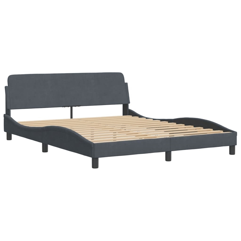 vidaXL Engineered Wood Bed Queen Frame in Dark Gray