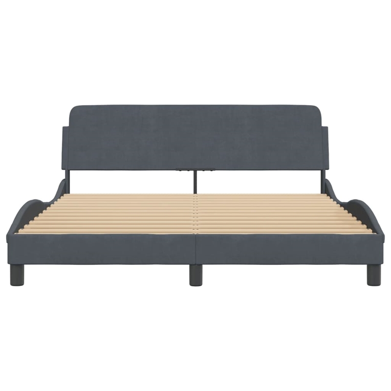 vidaXL Engineered Wood Bed Queen Frame in Dark Gray