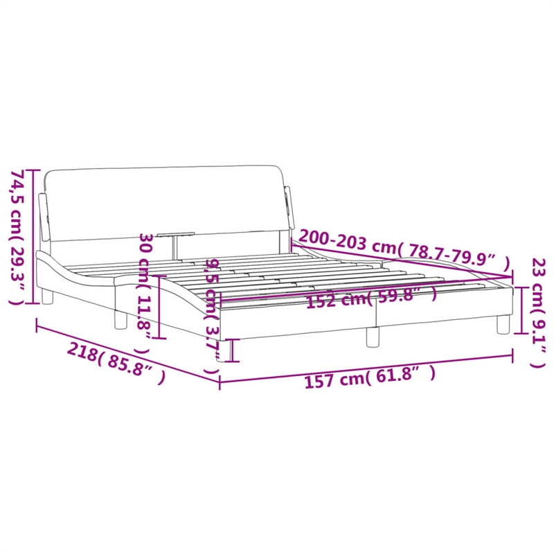 vidaXL Engineered Wood Bed Queen Frame in Dark Gray