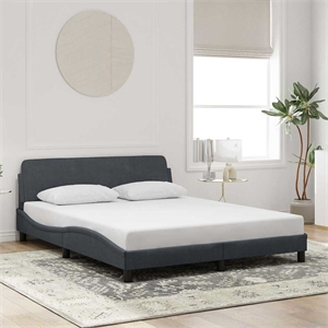 vidaXL Engineered Wood Bed Queen Frame in Dark Gray