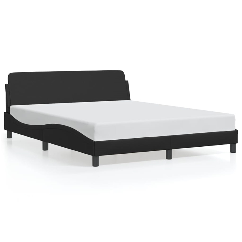 vidaXL Engineered Wood Faux Leather Queen Bed Frame in Black