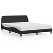 vidaXL Engineered Wood Faux Leather Queen Bed Frame in Black