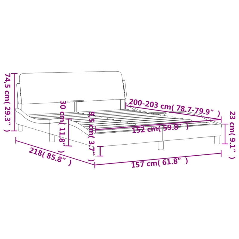 vidaXL Engineered Wood Faux Leather Queen Bed Frame in Black