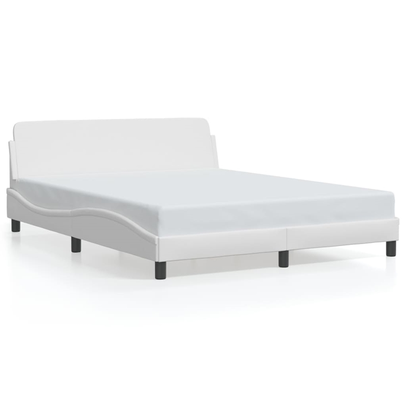 vidaXL Queen Faux Leather Engineered Wood Bed Frame in White