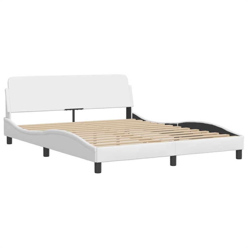 vidaXL Queen Faux Leather Engineered Wood Bed Frame in White