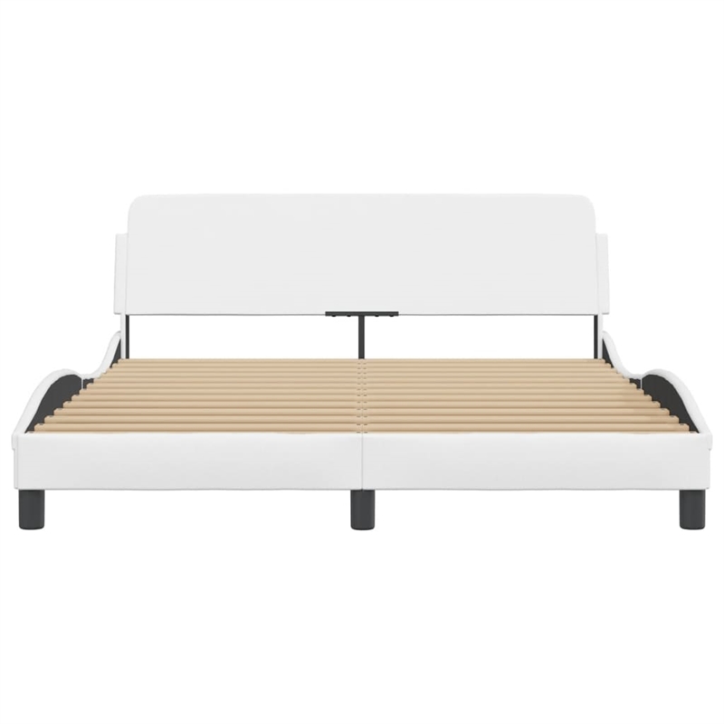 vidaXL Queen Faux Leather Engineered Wood Bed Frame in White