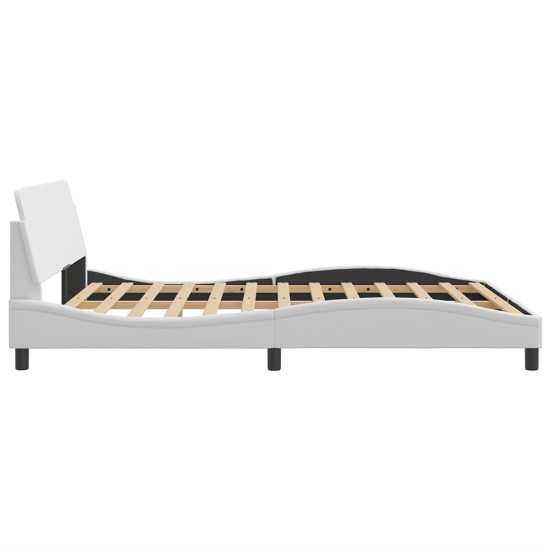 vidaXL Queen Faux Leather Engineered Wood Bed Frame in White