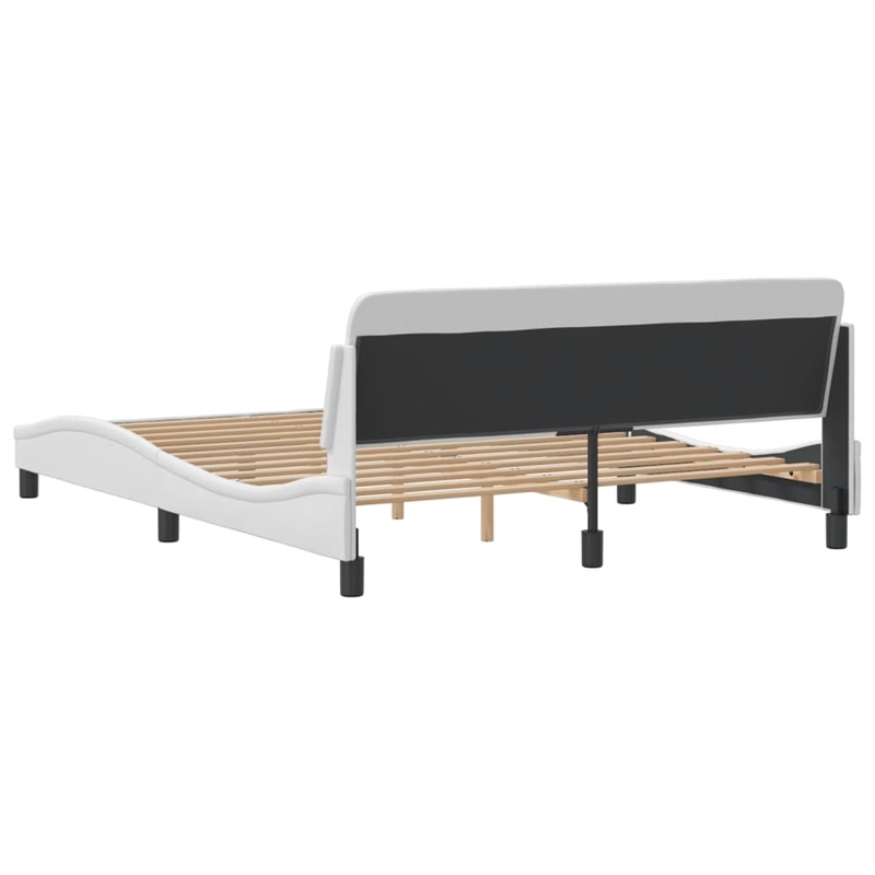 vidaXL Queen Faux Leather Engineered Wood Bed Frame in White