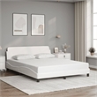 vidaXL Queen Faux Leather Engineered Wood Bed Frame in White